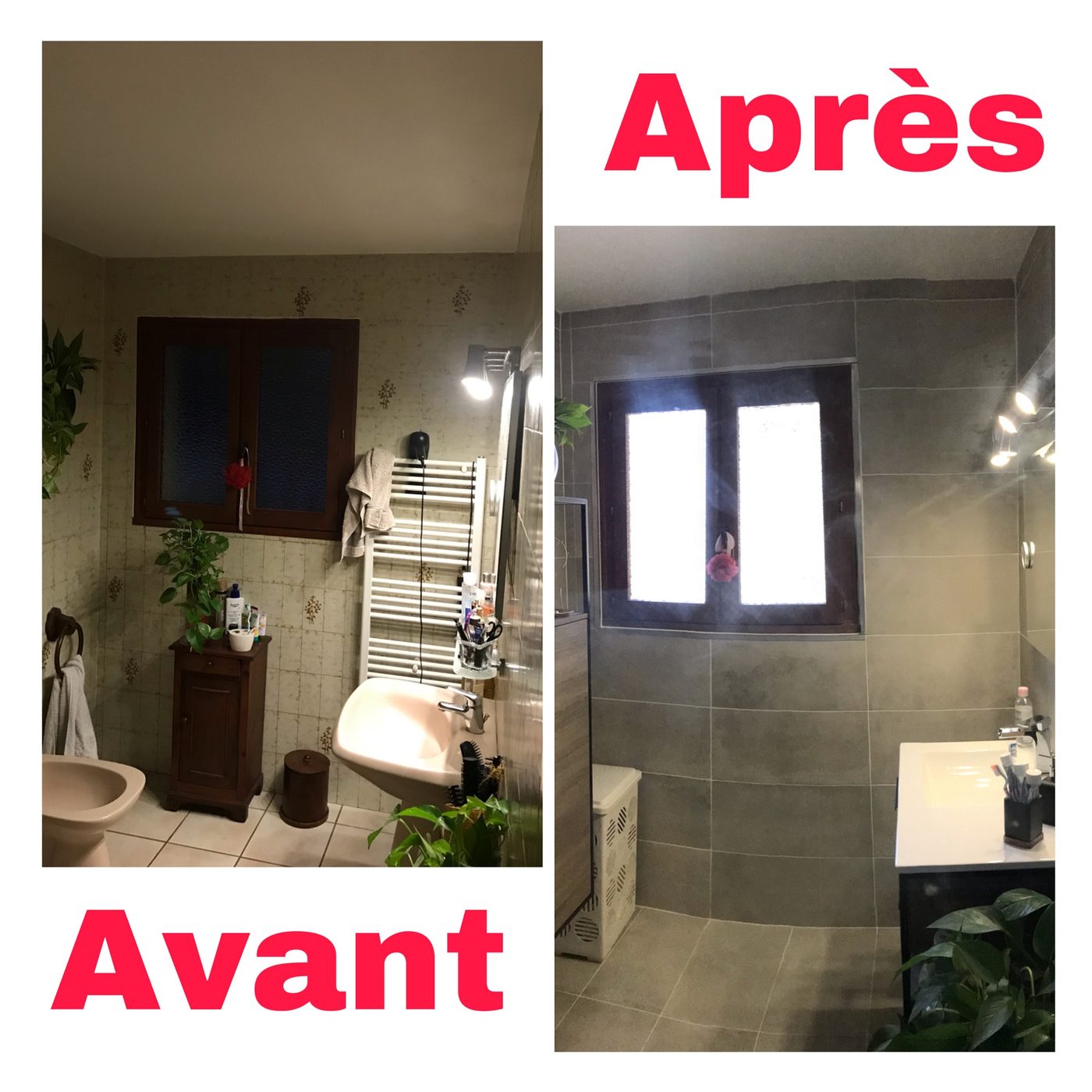 Salle de bain avant et après carrelage